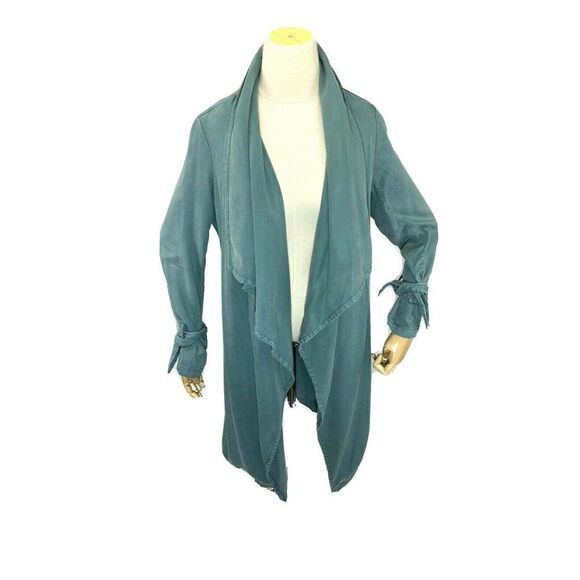 MAX JEANS Womens Mid Length Duster Jacket Tie Waist Size XS Open Front NEW - Picture 4 of 11